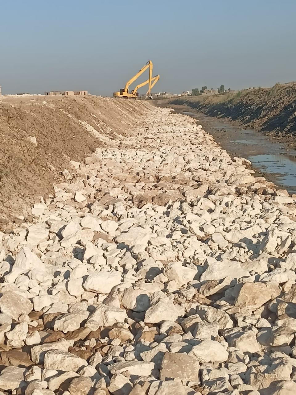 Rock lining along a drainage canal bank